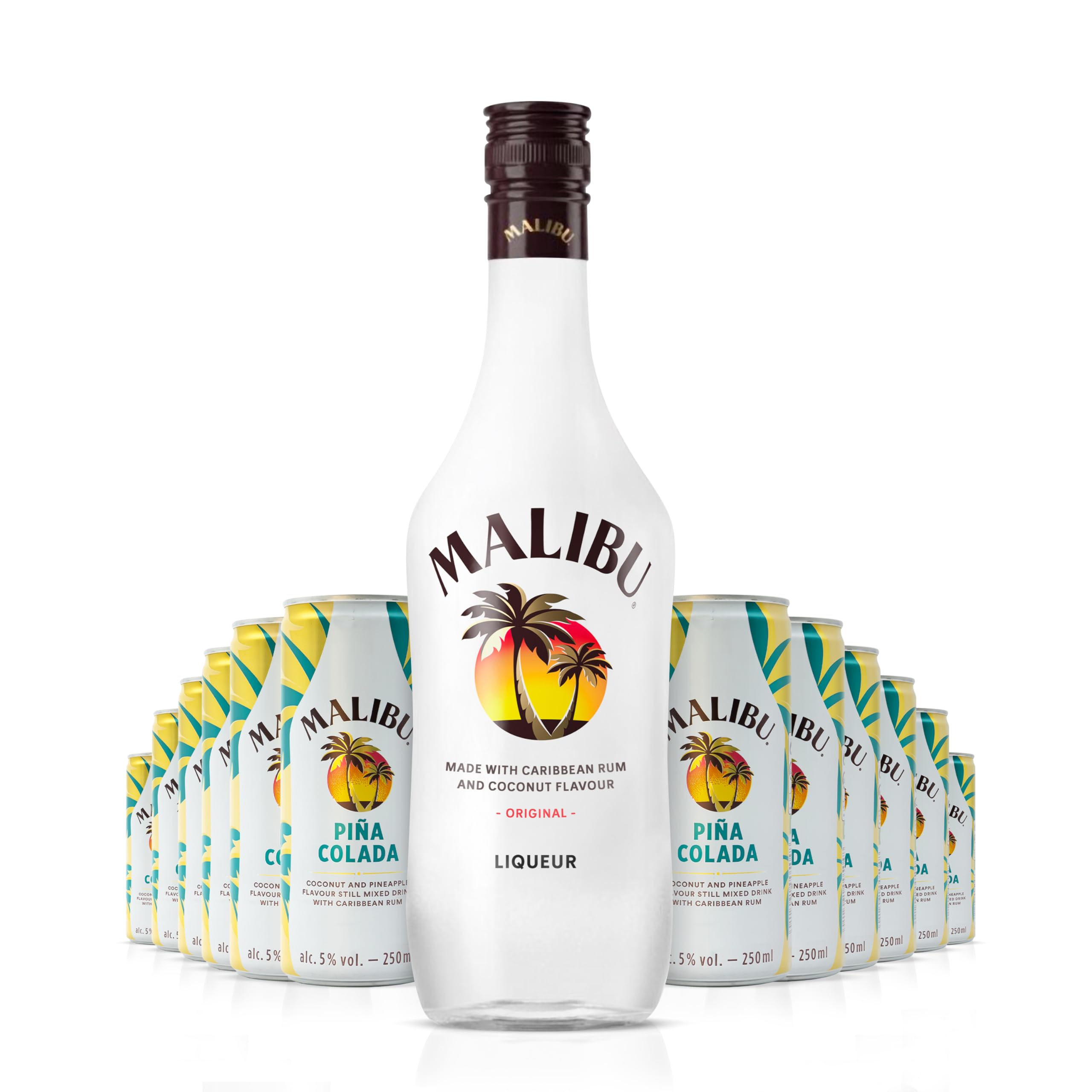 Malibu Licor de Ron Blanco y Coco + Malibú Piña Colada REDI Cóctel 12 unidades