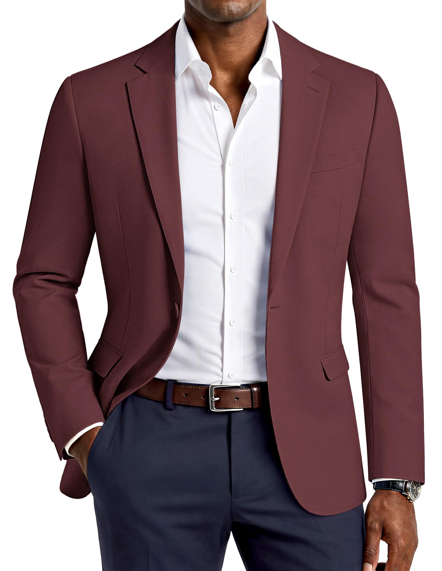 PJ PAUL JONES Men's Lightweight Sport Coat Casual Blazer Slim Suit Jacket | One Button Blazer, Breathable Sportcoat, Machine Wash, Anti Wrinkle, Mens Suit Jacket Casual Business Daily Party Prom