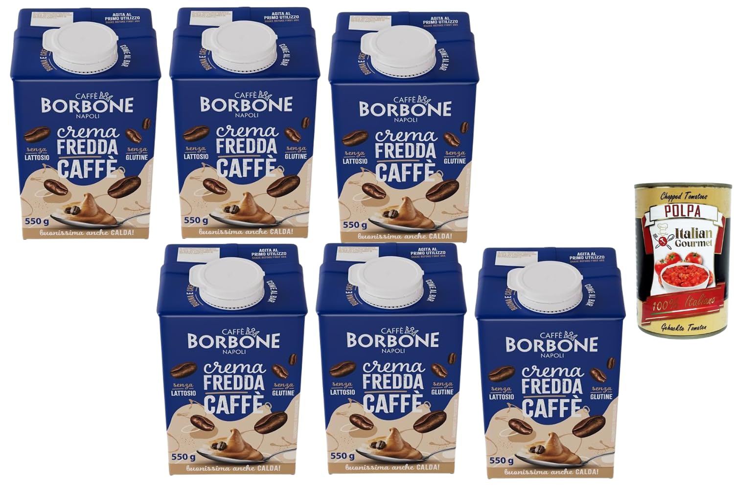 Italian Gourmet Bundle 6x550g Crema Fredda Caffè + Italian Gourmet Polpa – Kalte Kaffeecreme laktosefrei & glutenfrei, trinkfertige Dessertcreme, auch warm genießbar