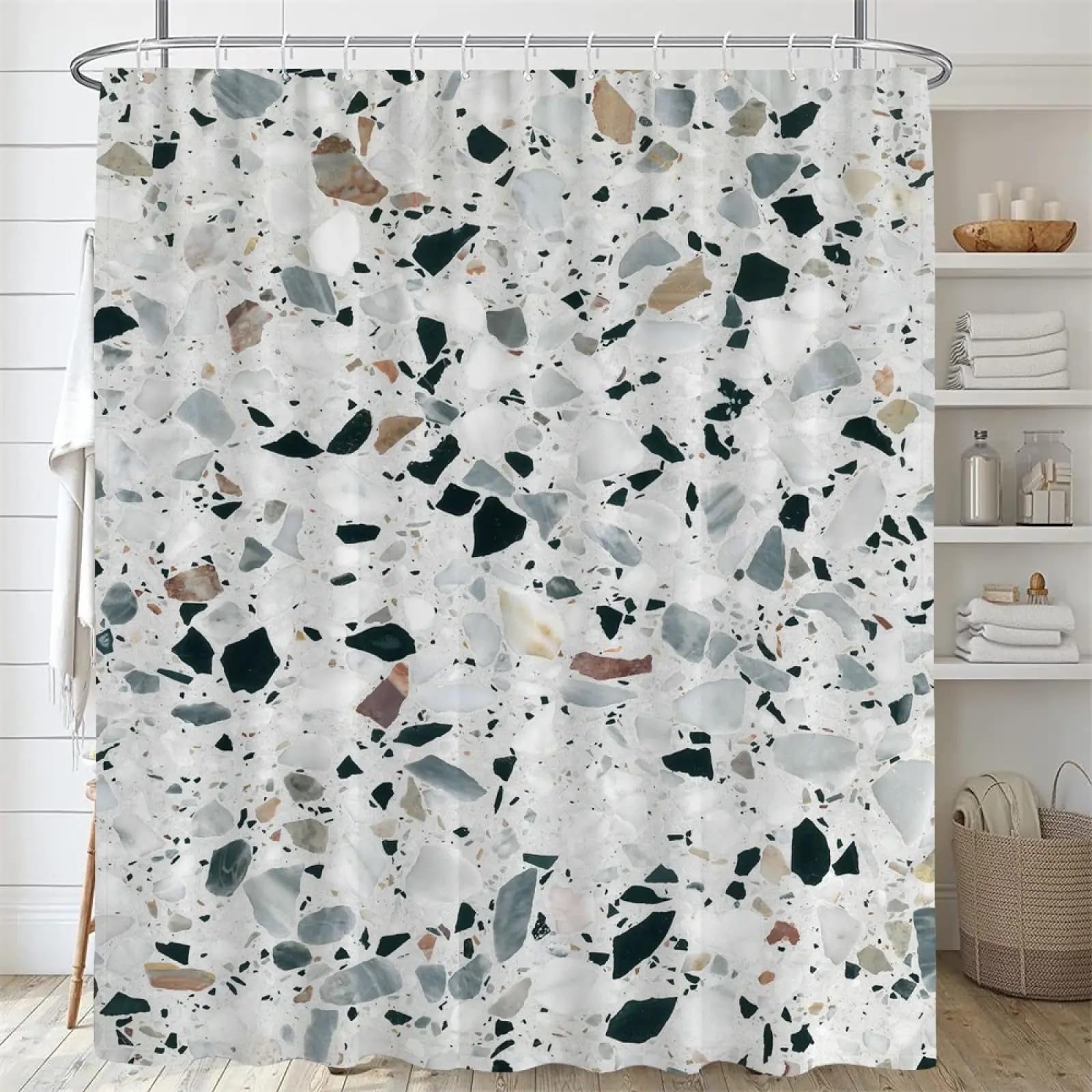 Rideau de douche imprimé quartz minimaliste polyester imperméable 135x190