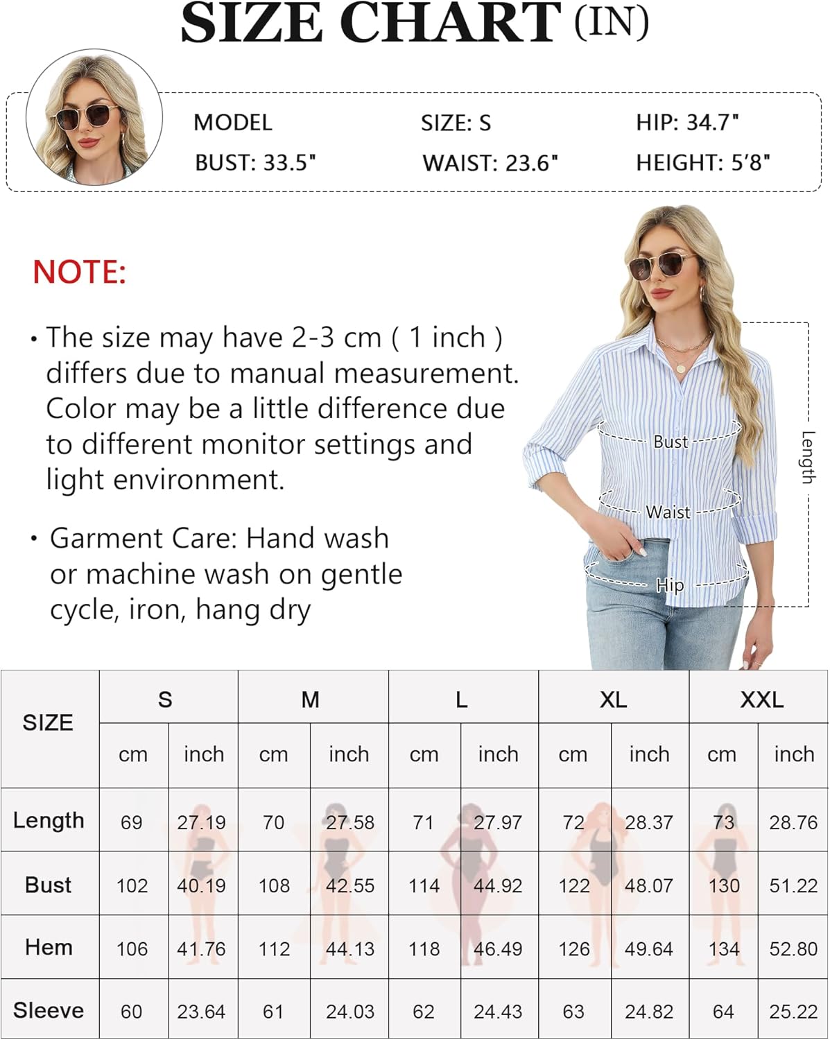 LOMON Womens Long Sleeve Button Down Shirts Casual Loose Fit Cotton Collared Blouses - Image 6