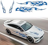 Vista 11 de RUIANTE 4 calcomanías universales de vinilo con diseño de rayas laterales para automóvil, diseño de llama, para automóvil, SUV, sedán (rosa)