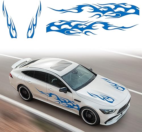 RUIANTE 4 piezas de calcomanías universales de rayas laterales para la carrocería de carreras, calcomanías de falda para el capó y las puertas