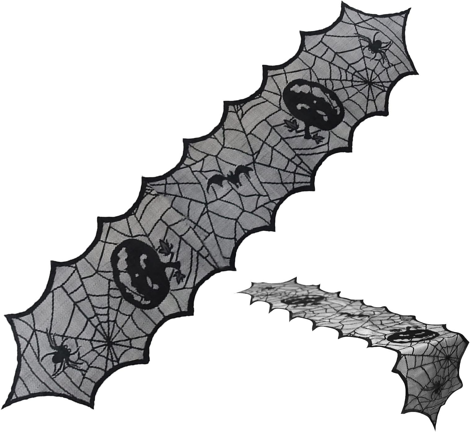 PHILISENMALL Halloween Themed Party Decor Spiderweb Long Lace Spider Web Tablelines Haunted House Decor Table Runner Table Cloth for