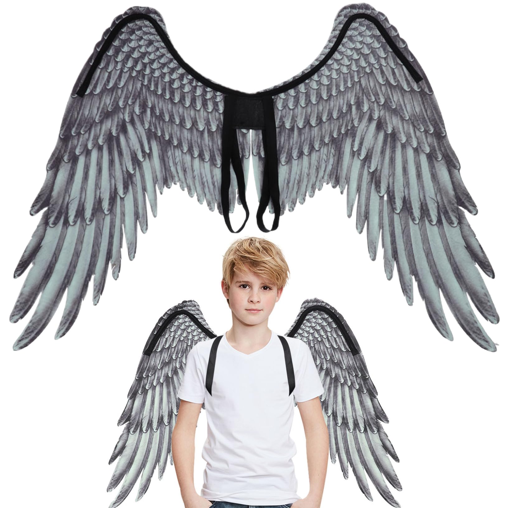 Vistnale Angel Wing Adult|Angel Wing 28.4x21.3 Inch Black Halloween Black Costume Non-Woven Fabric Cosplay for Kids Carnival Halloween Costume Cosplay Props