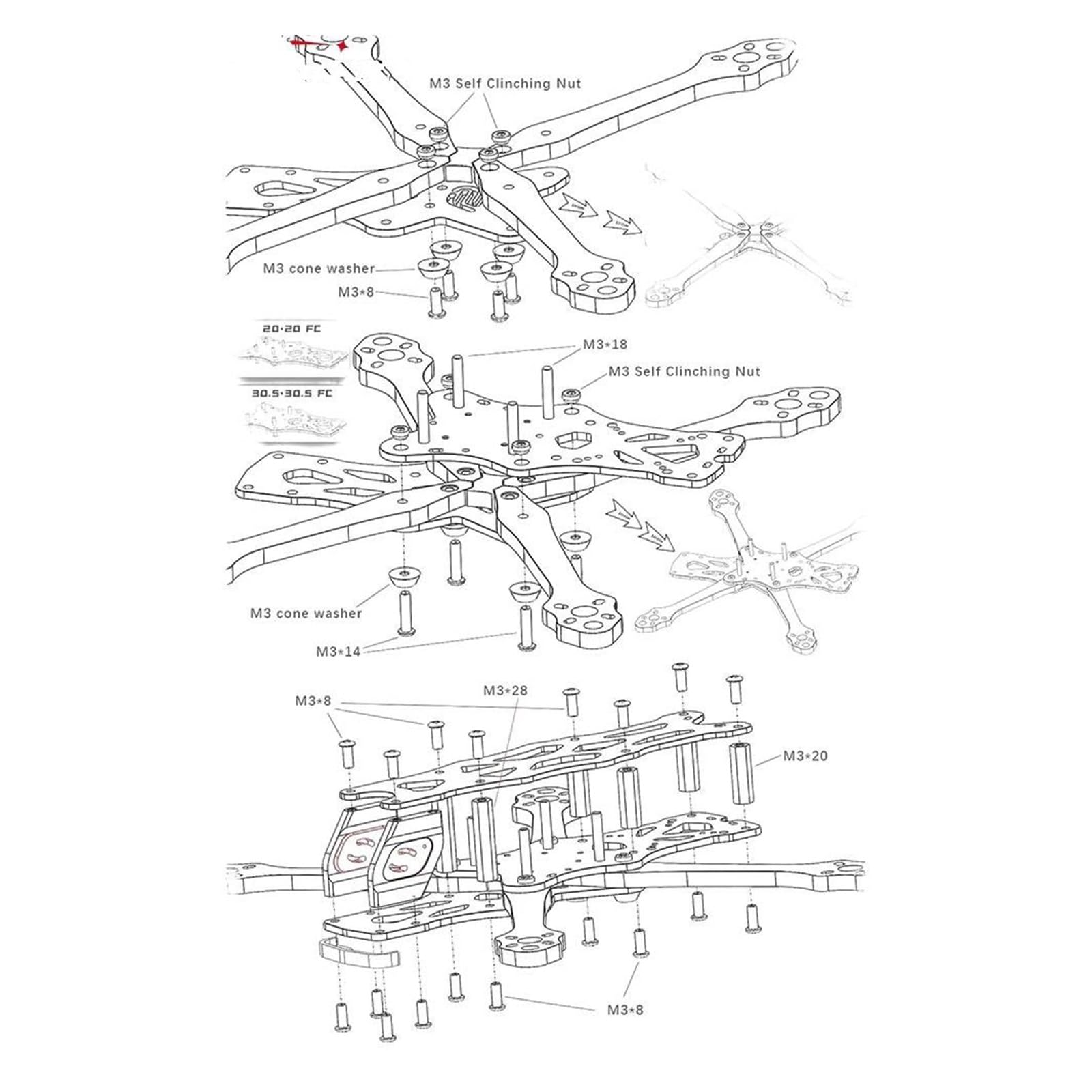 AP&EX EVO Frame Kit Quadcopter para CA&DD&X Vi&st&a Po&lar Ne&bu&la Pro Ru&nC&am Li&nk Ph&oe&nix D&JI O3 Unidad de aire 2306 Motor(Frame W 3D)