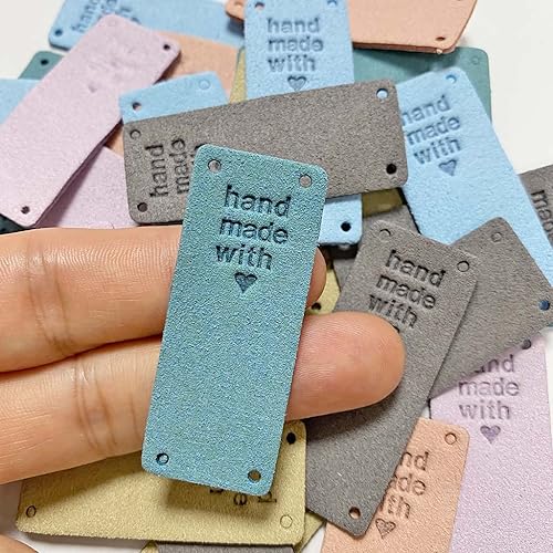 Miniatura 2 de 30 Uds. Etiqueta de piel sintética hecha a mano, adorno de etiqueta en relieve de punto, accesorios de bricolaje para jeans, bolsas, zapatos,