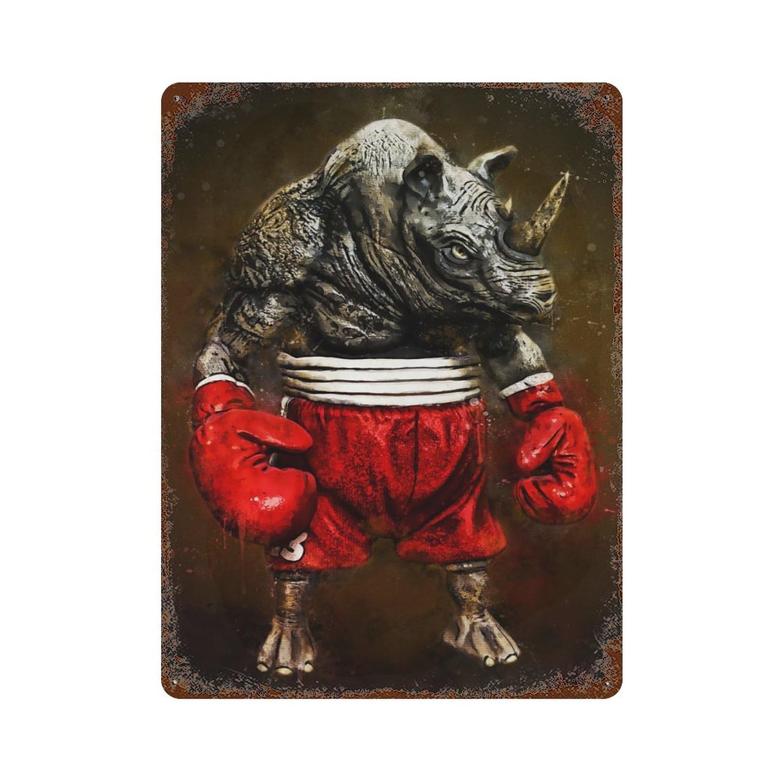 Rhinoceros Rustic Tin Plaque 15.7"x11.8", for Shed, Workshop And Garage Wall Decor, Shabby Chic Decor