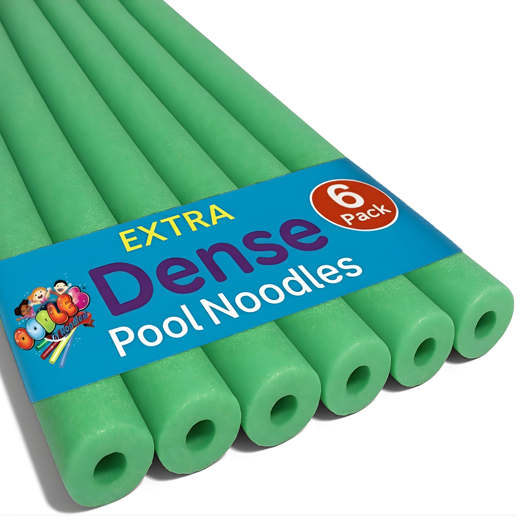 Oodles of Noodles Deluxe Foam Pool Swim Noodles - 6 Pack Lime Green