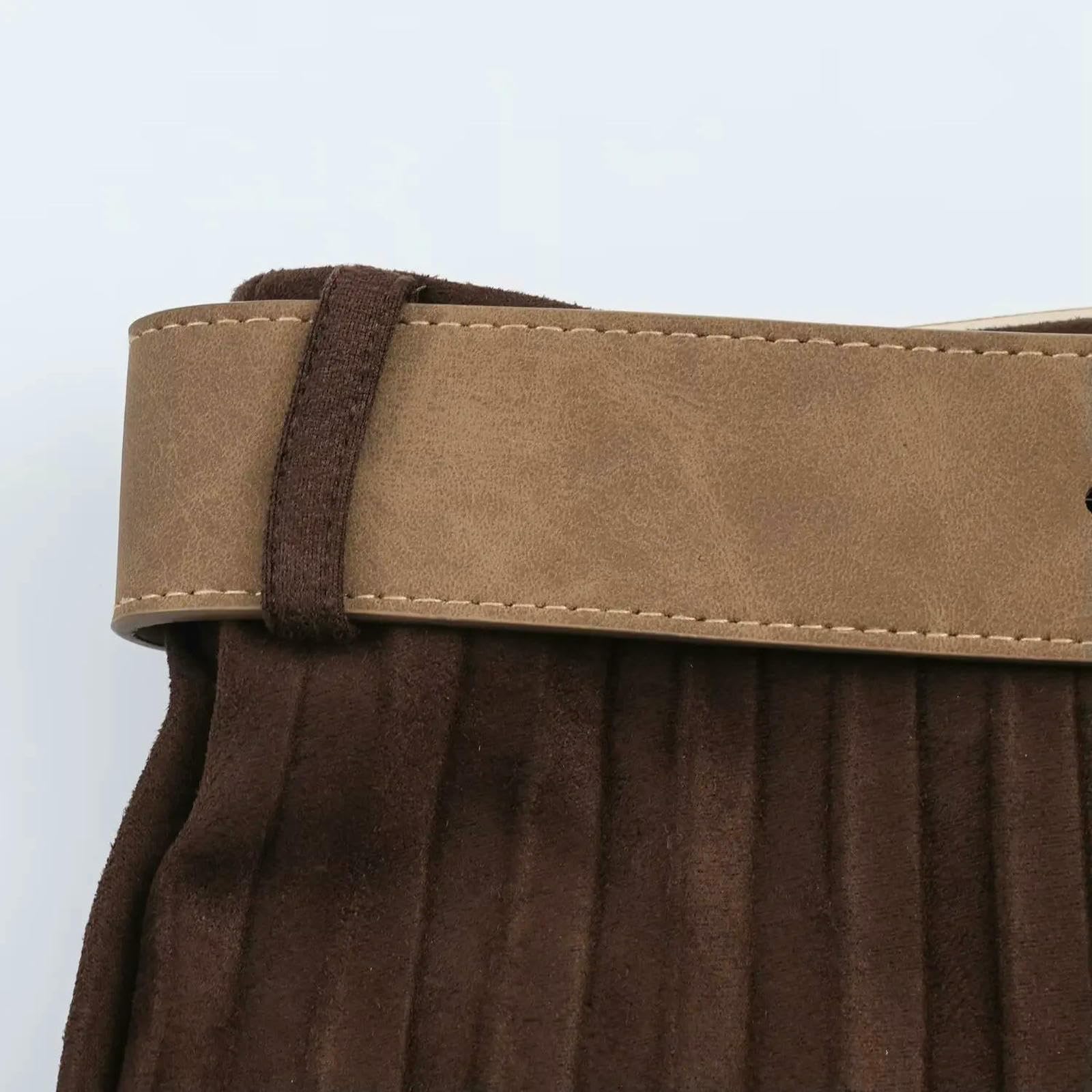 Gonna Lunga Temperamento Autunnale da Donna Elegante con Cintura Gonne Lunghe Midi A Pieghe Femminile Senso Cadente Streetwear-Marrone-s