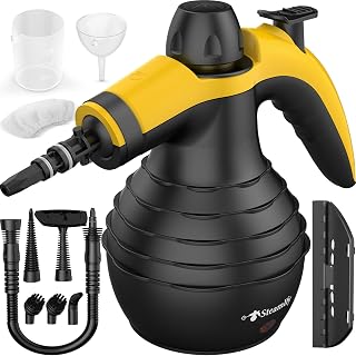 SIMPLIFYYOUSTEAMCLENING Pressurized Handheld Steam Cleaner: 10 Accessories, 230°F Hot Steam for Grout, Car, Bathroom, Upholstery Cleaning