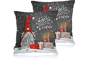 Swono Christmas Gnome Decorative Throw Pillow Covers 2-Pack: Cute Gnome with Gift Boxes