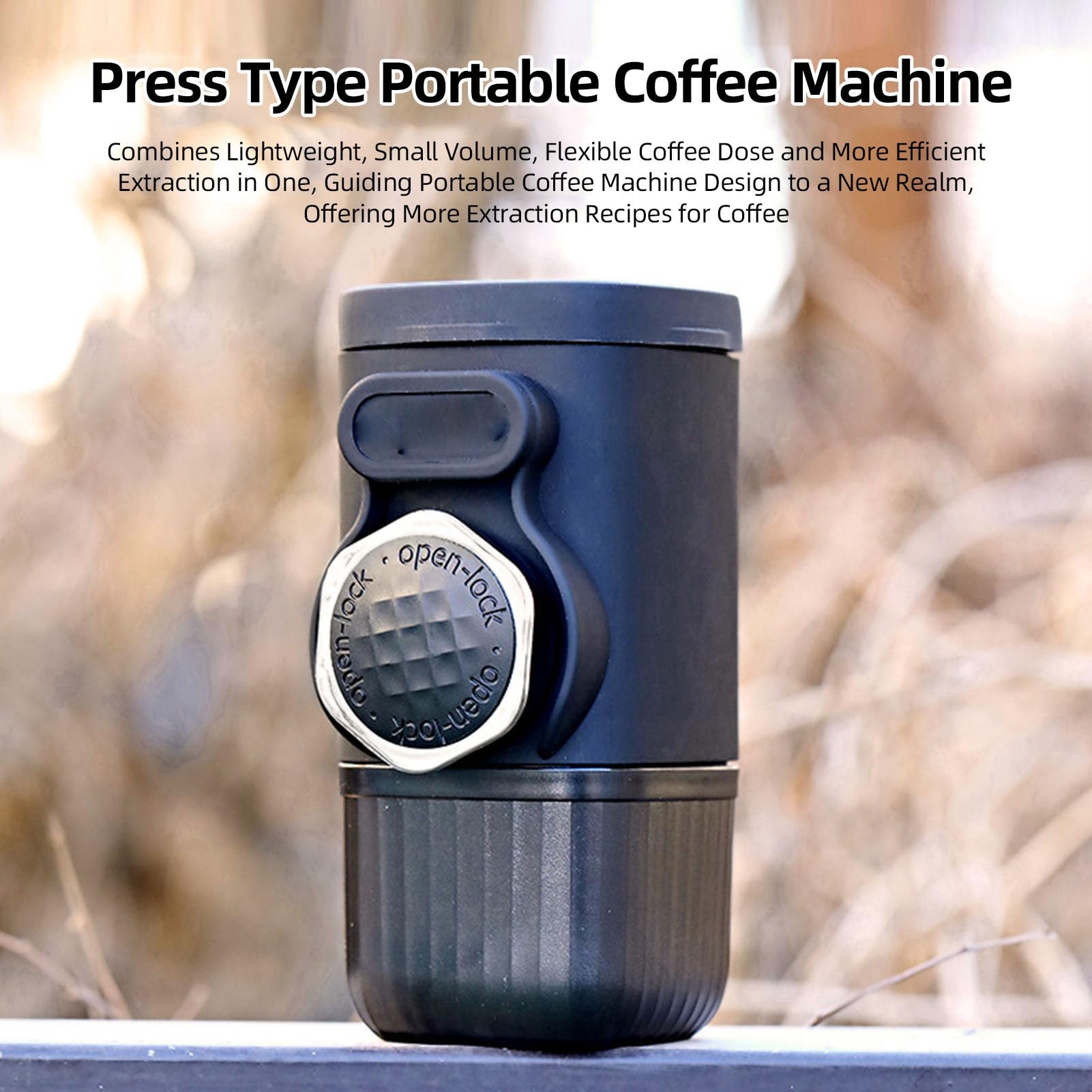 Luocute Cafetera Portátil, Cafetera de Viaje de Acero Inoxidable con Prensa Manual para Acampar Al Aire en Casa, con Diseño Reutilizable sin Cápsula