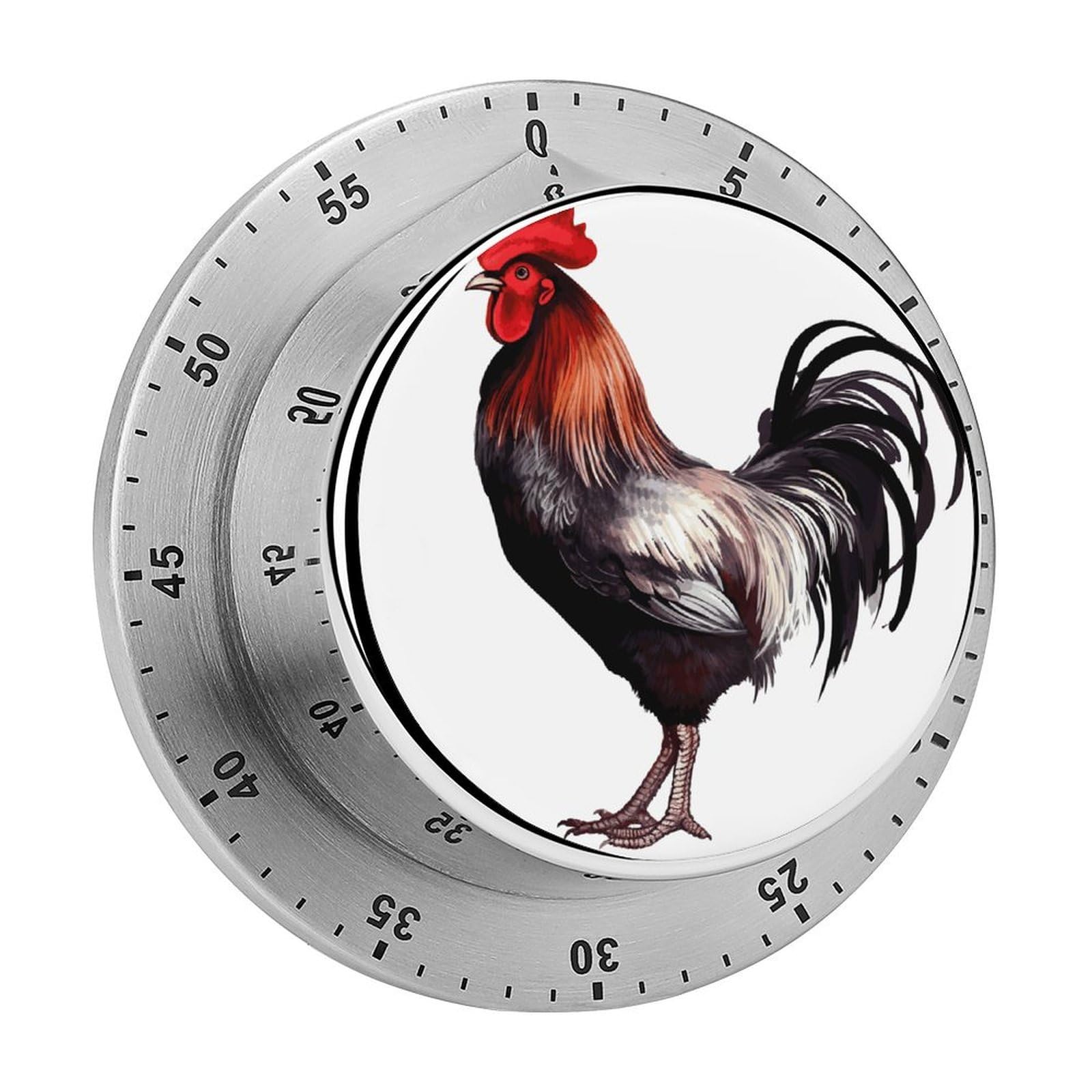 Rooster Timer Loud Mechanical Timer Stainless Steel 60-Minute Kitchen Timers Waterproof Chef Cooking Timers Sport Countdown Clock Portable Countdown Alarm Adult