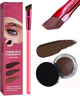 Eyebrow Pomade Waterproof,4D Hair Stroke Brow Stamp Brush, Eyebrow Hair Stroke Brush, Multifunction Ultra-thin Angled Realistic Eyebrow (Deep Brown)