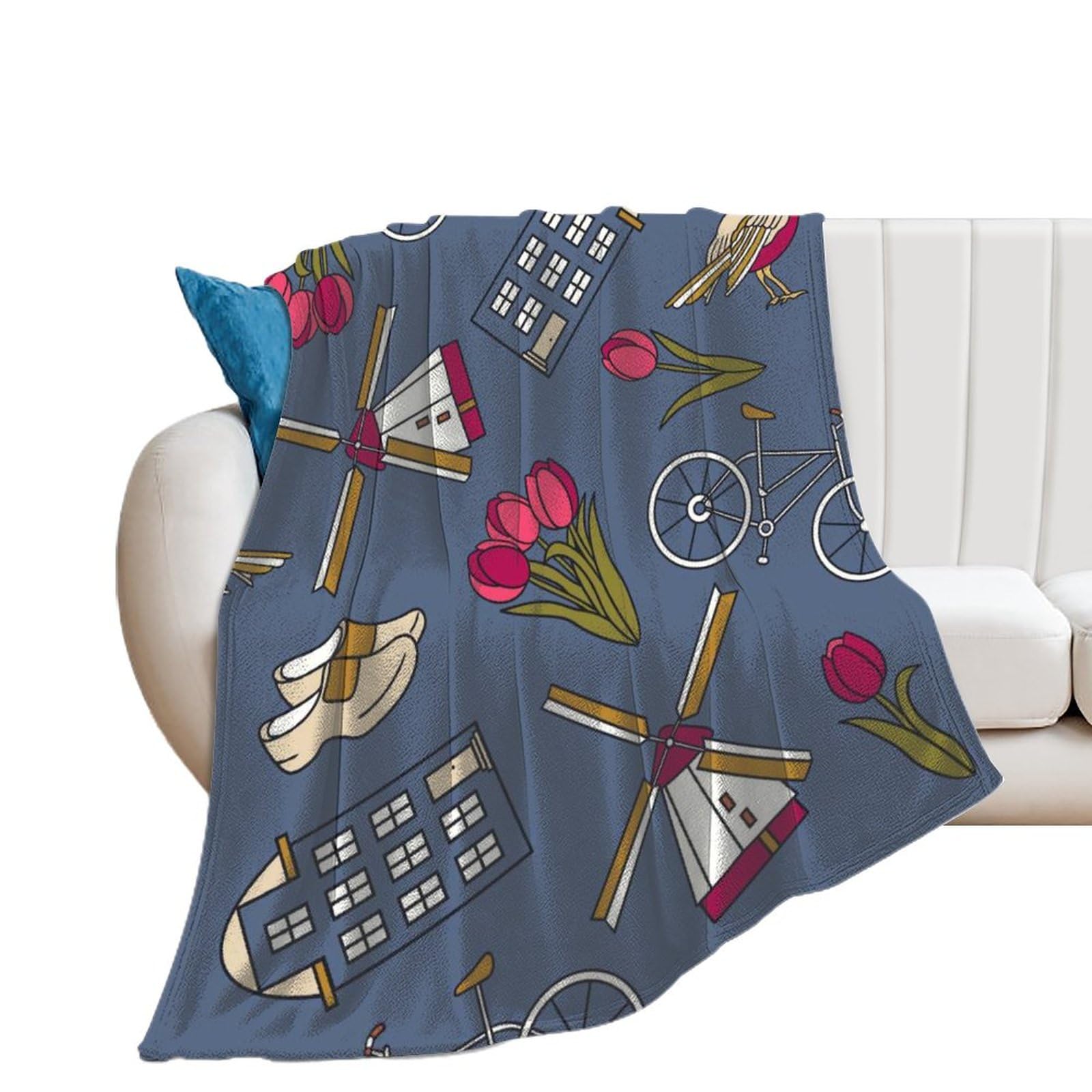 Couverture Polaire 150x200cm Ville De Romance Plaid Canapé Flanelle Gris