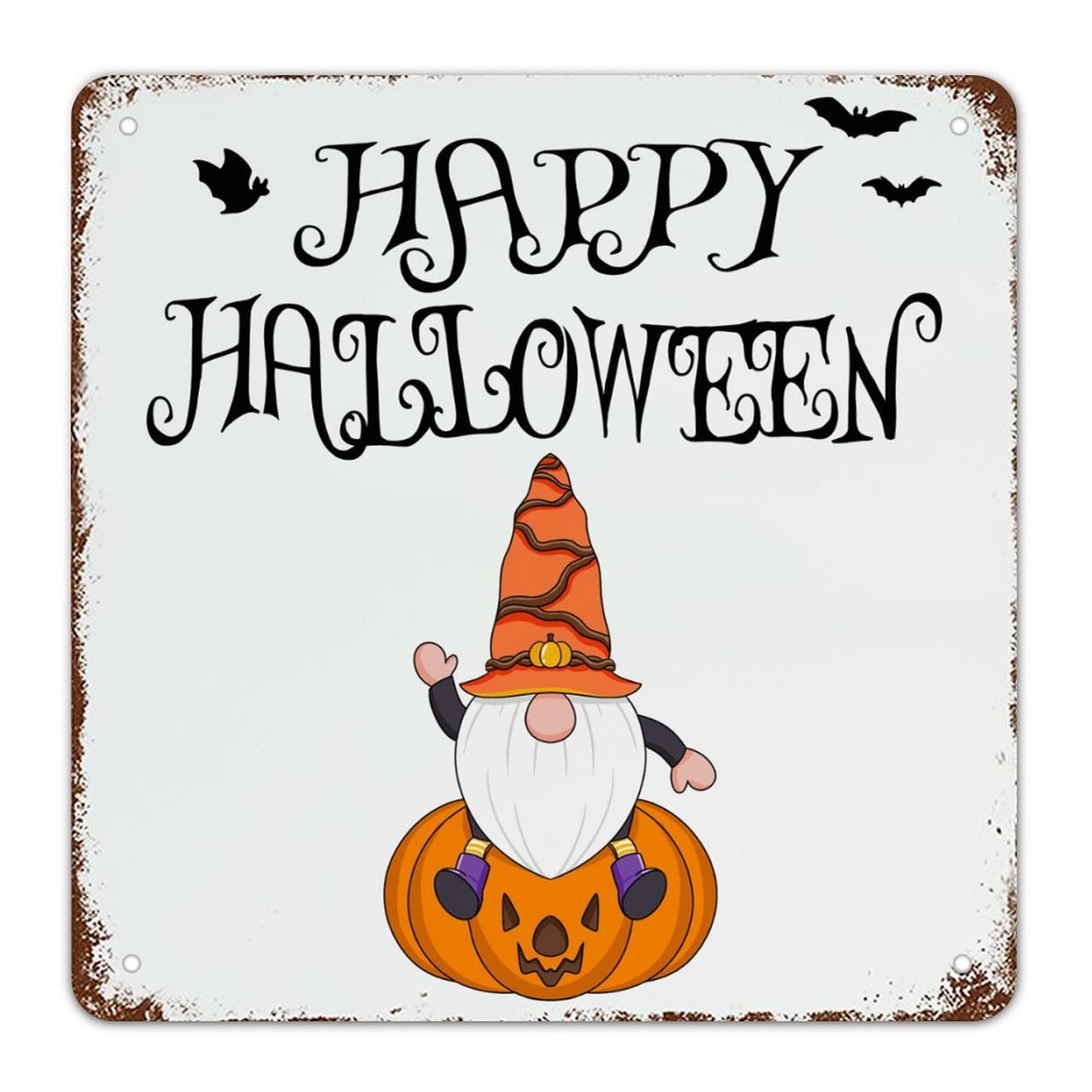 Gnomes d'Halloween en métal : finis les stickers qui se décollent, plaque murale citrouille
