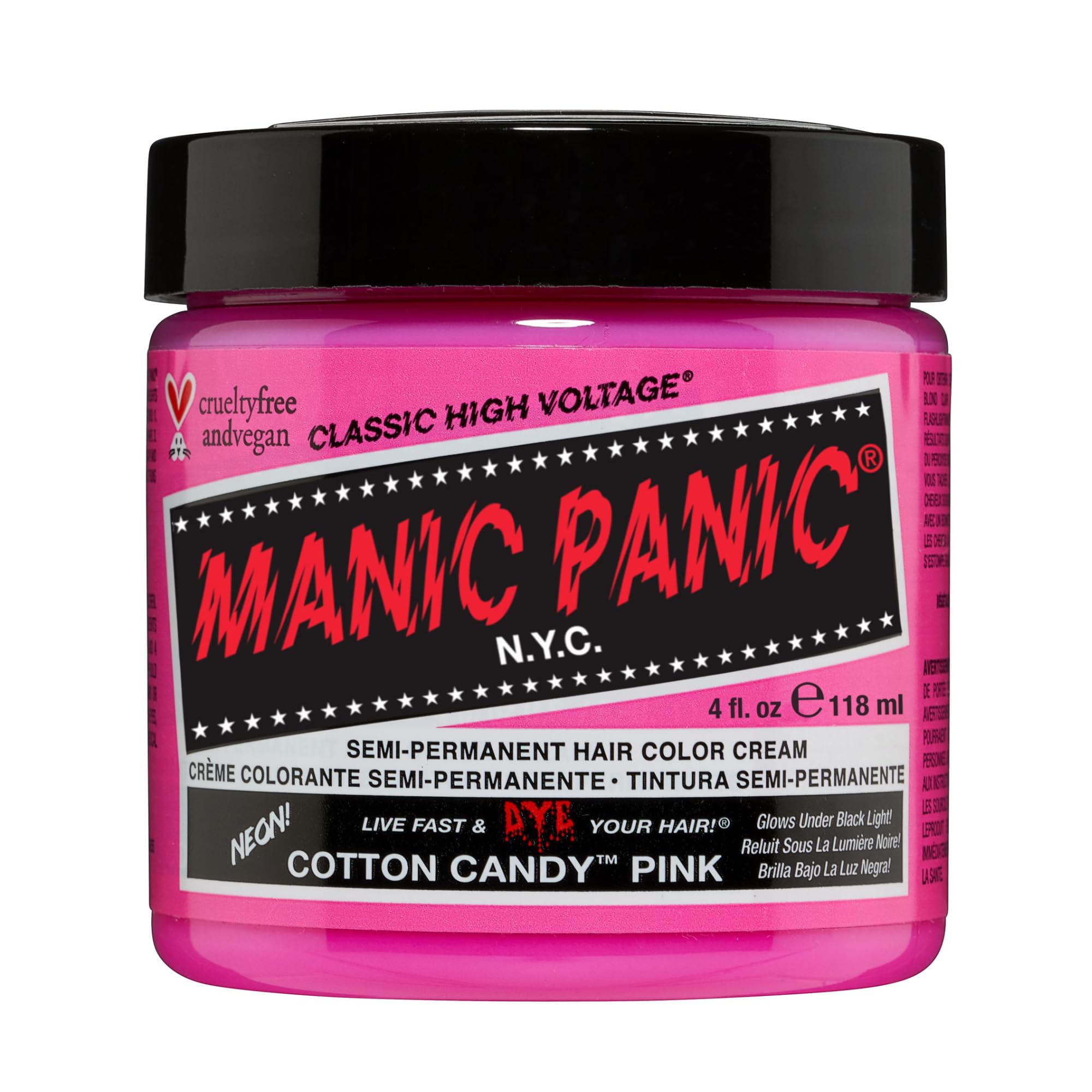 Manic Panic Semi-Permanent Hair Color Cream, Cotton Candy Pink 4 fl oz. Cotton Candy Pink 120 ml (Pack of 1)