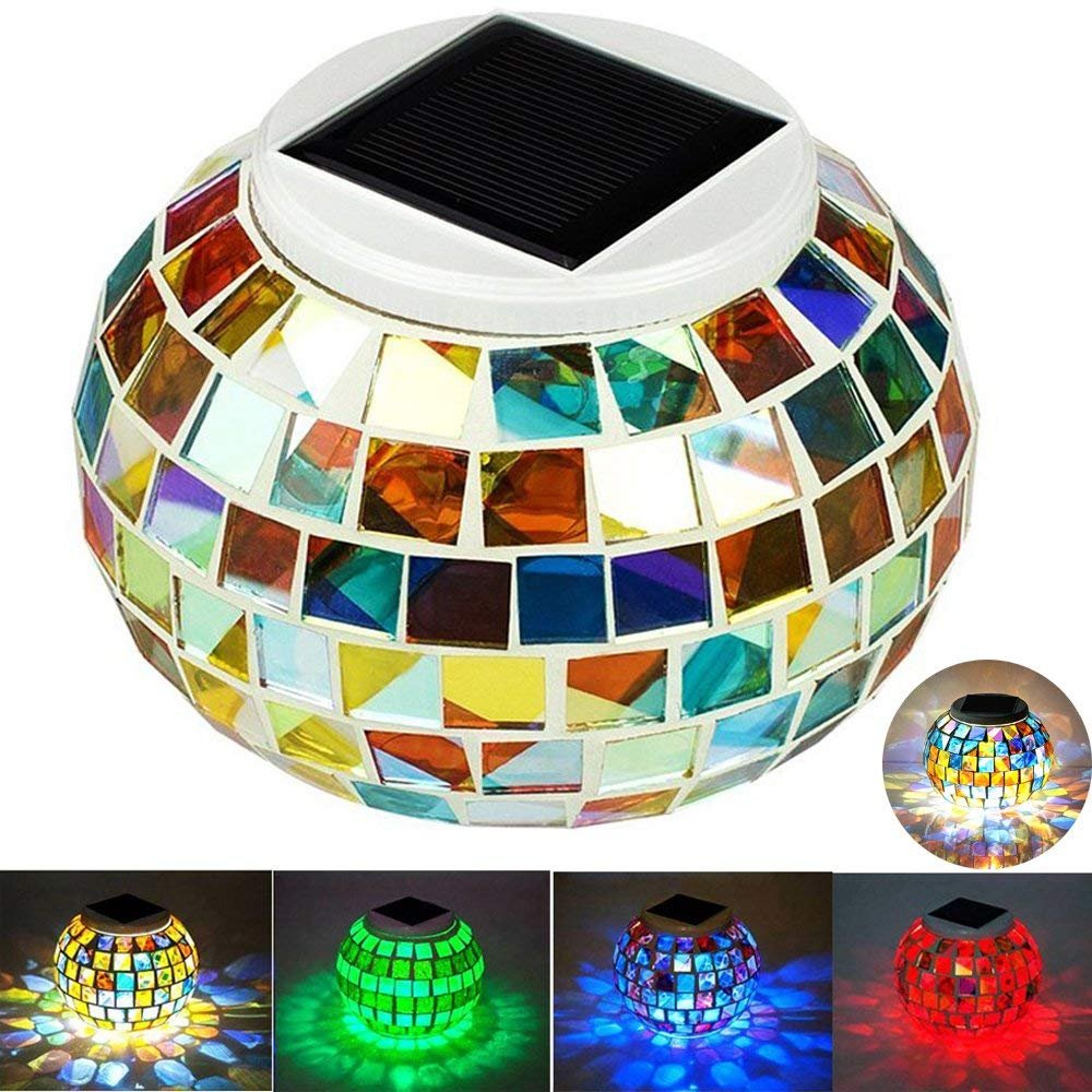 Set Creativo Fai Da Te: Lampada Solare A Mosaico In Vetro, Con Conchiglie E Perline, Decorazione Da Giardino Impermeabile, Tema Spiaggia - 6