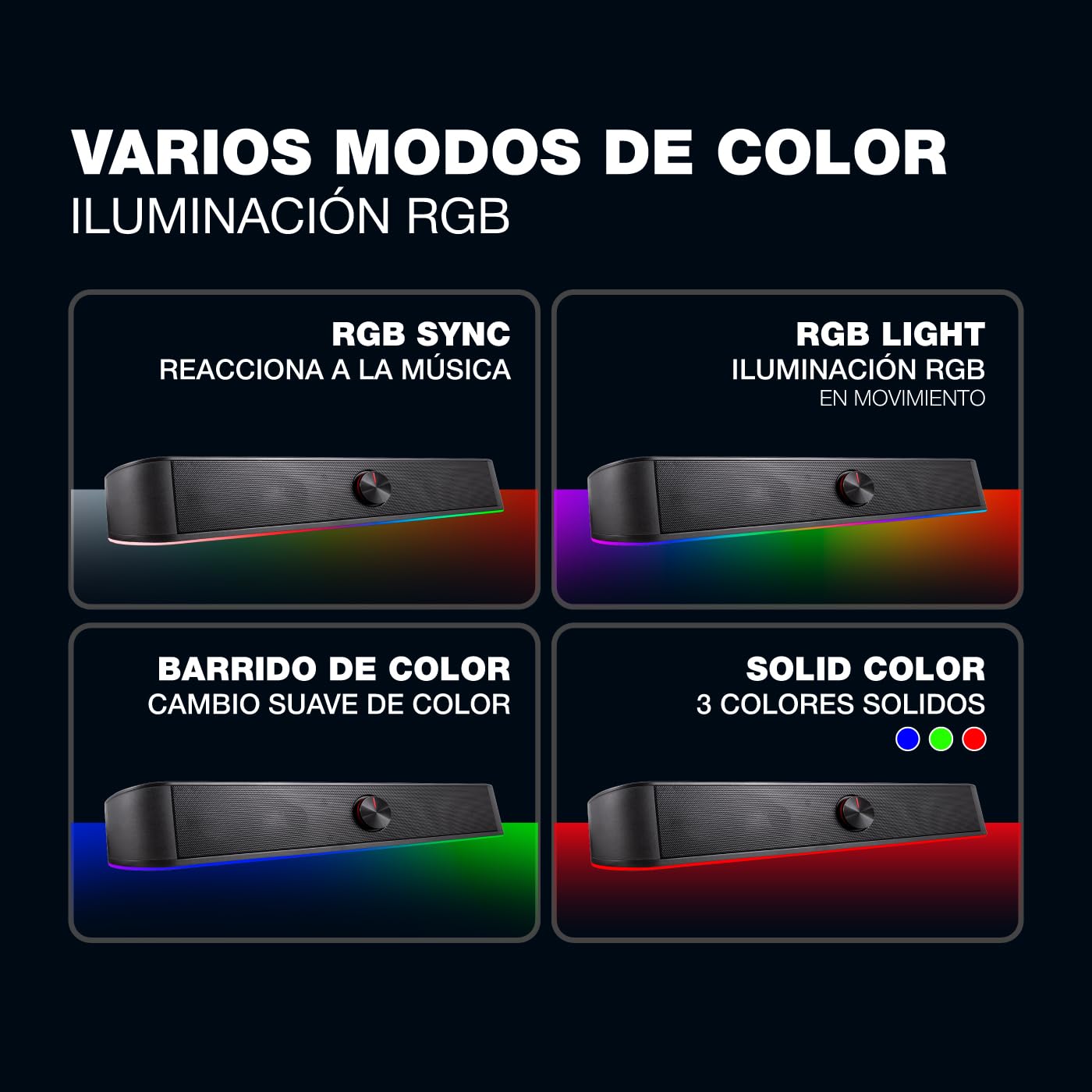 CoolBox DeepGaming Barra Sonido PC con Iluminación RGB R200B - Altavoces PC Gaming Estéreo 2.0, 6 W RMS, Entrada 3,5 mm Jack + Bluetooth 5.0, para PC, Ordenador Portátil, TV - Negro