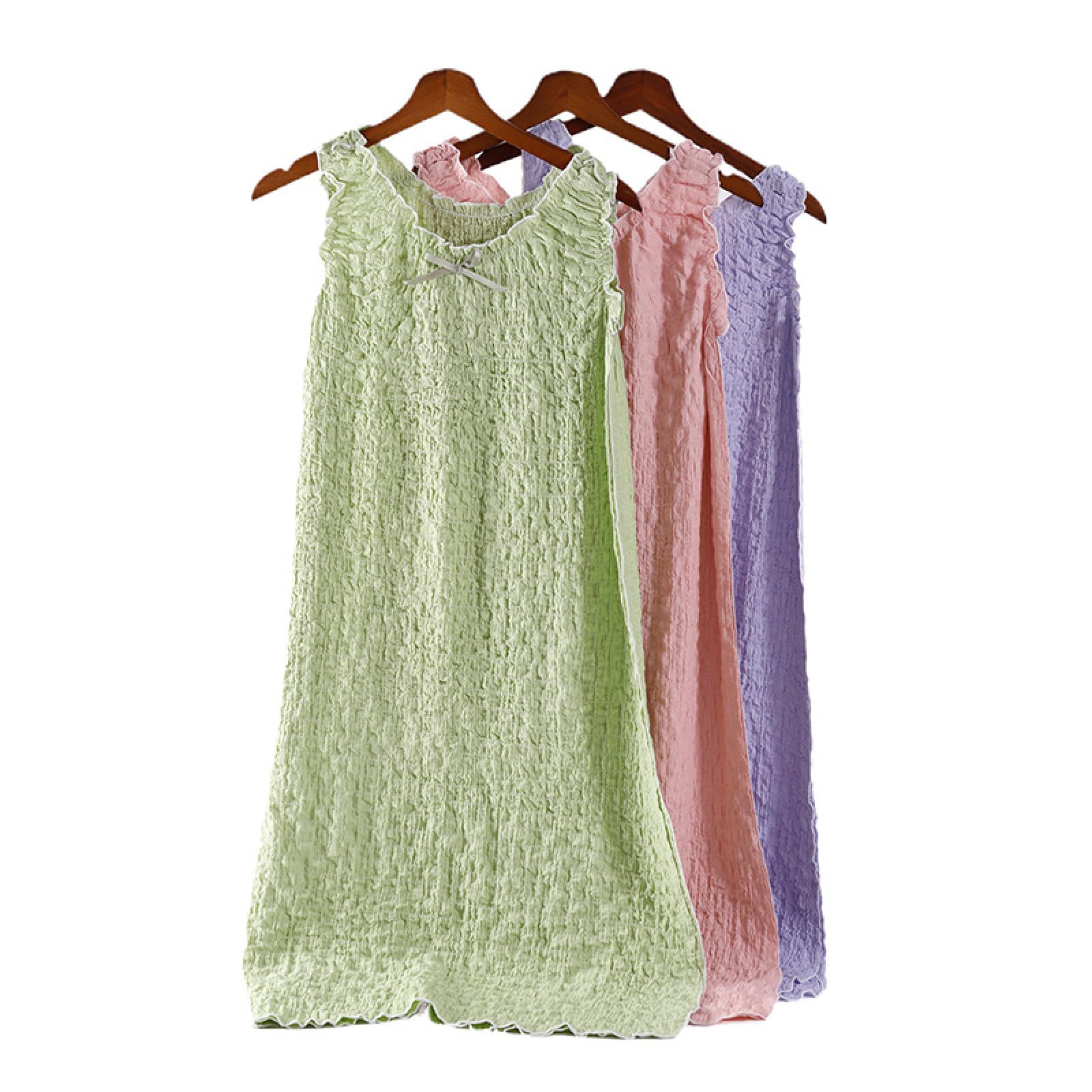 OFFSUM Ropa De Dormir De Talla Grande De Color Sólido Camisón Sin Mangas De Verano Lencería Sexy hasta La Rodilla Sin Espalda Ropa De Casa