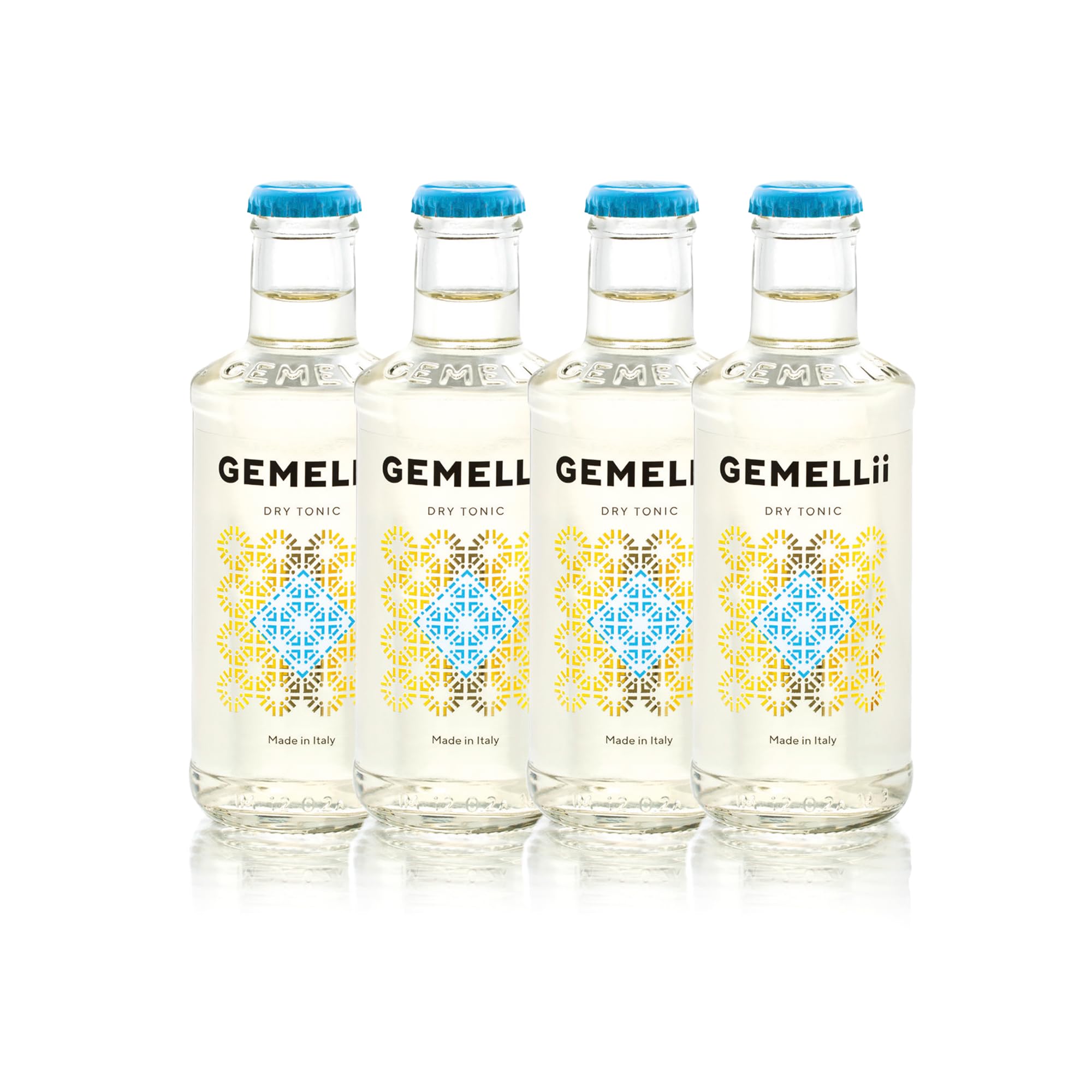 GEMELLii Dry Tonic Water, 4x 200ml Flasche, natürliche Inhaltsstoffe, mit Agavendicksaft gesüßt, Made in Italy