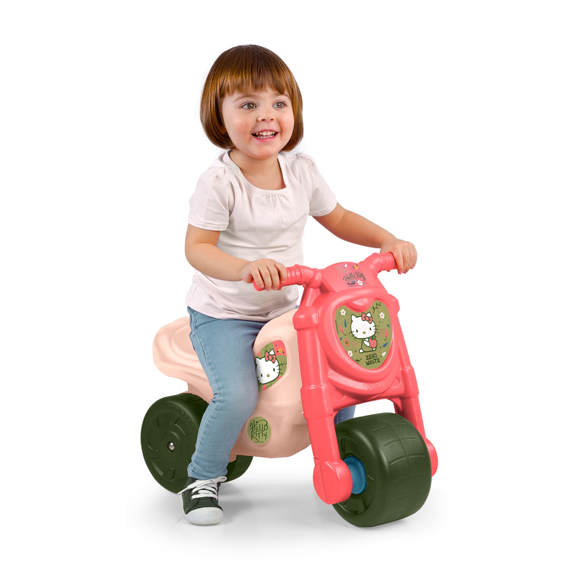 FEBER - Hello Kitty Motofeber, Correpasillos con Forma de Moto y con Pegatinas Divertidas de Hello Kitty, Estable y Seguro, Desarrollo niños y niñas de 18 Meses a 3 años, Famosa (FE200000)