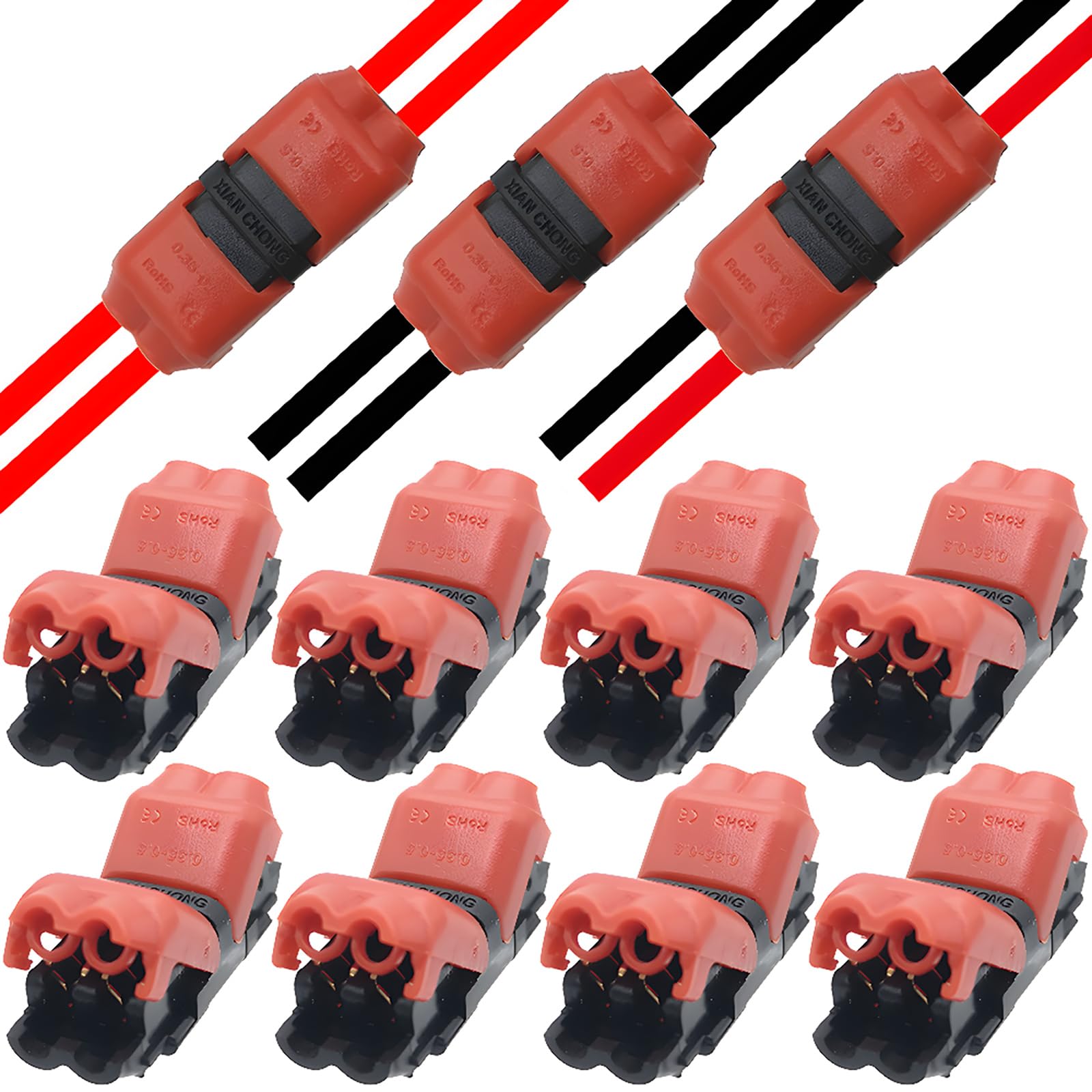 Low Voltage Wire Connectors, CTRICALVER 2 Pin 2 Way H Shape Quick Splice Solderless Electrical Wire Terminals for0.35-0.5mm²(20/22 AWG) Cable Wire (8pcs)