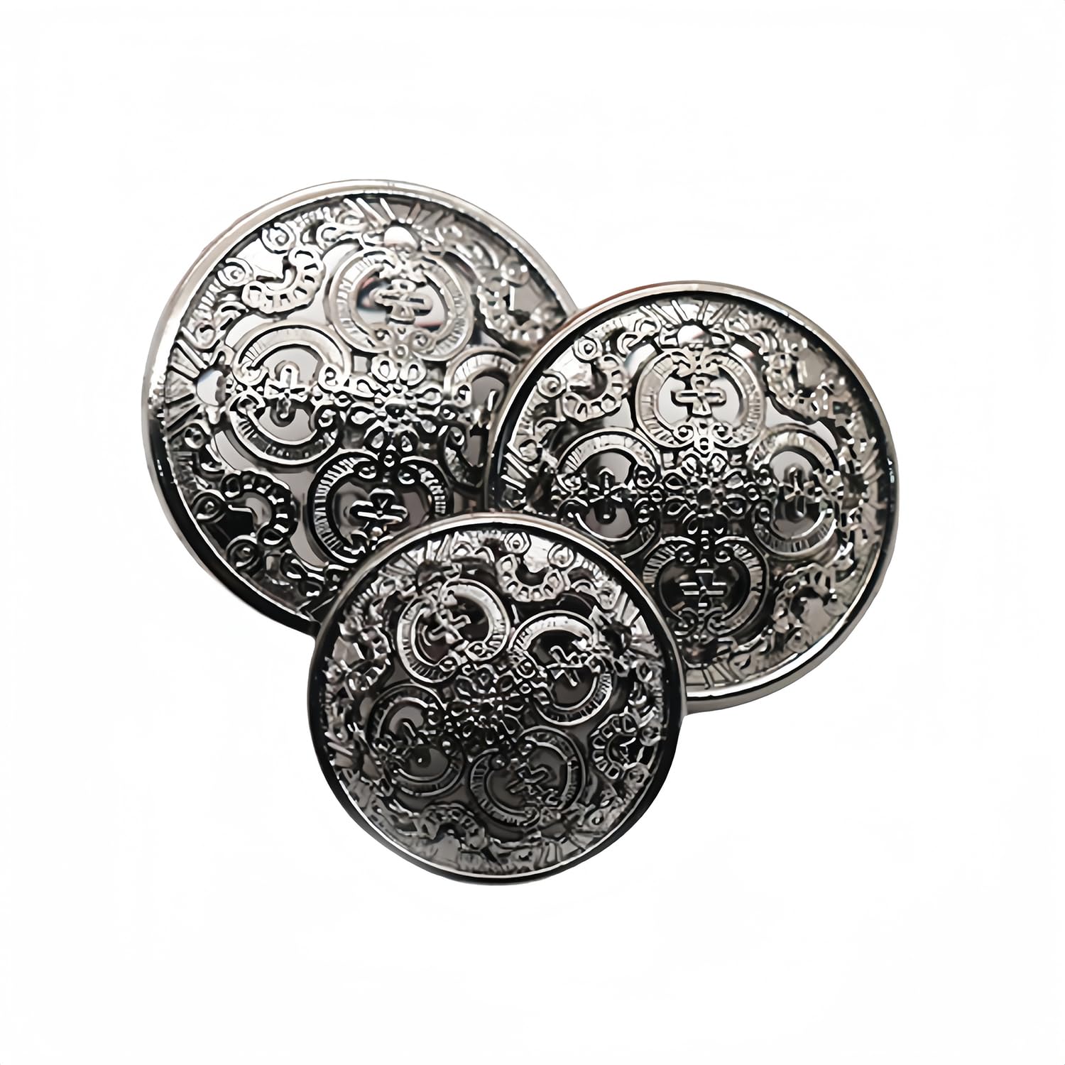 10 Pcs Hollow Metal Button Black Sliver Gold Buttons Round Decorative Button for Clothes Sewing Accessories