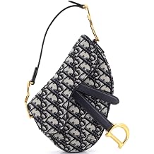 Pre-Loved Saddle Handbag Oblique Canvas Mini, Blue