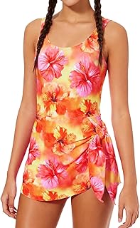 Cuddomper Girl Swimsuit One Piece Swim Dress Adjustable Straps Bathing Suit with Bottom Size 9-16 Price In India