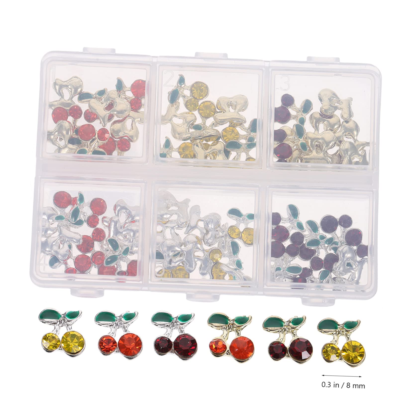 120 Pz Accessori Per Nail Art Con Strass Ciondoli Per Unghie Luccica Gioielli Per Unghie Ciliegie Al Maraschino Ornamenti Glitterati Arte Delle Unghie Kawaii Lega Fascino Chiodo 3d