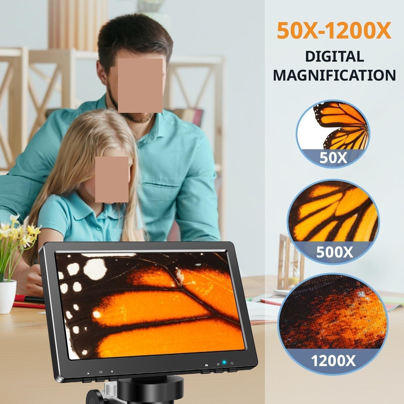 Kamera inspekcyjna endoskopu, Mikroskopy 7-calowy Wizjer Cyfrowy Z Zoomem 1200X,kamera Elektroniczna HD 12MP, Lupa Do Lutowania I Naprawy Telefonów Do samochodu, ściany, rury spustowej