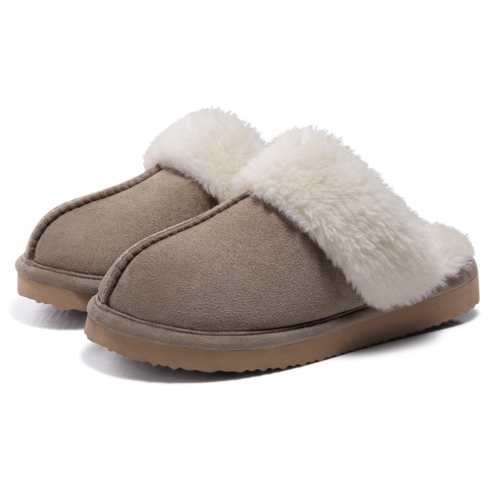 Litfun Fuzzy Memory Foam Slippers for Women Indoor Outdoor House Shoes