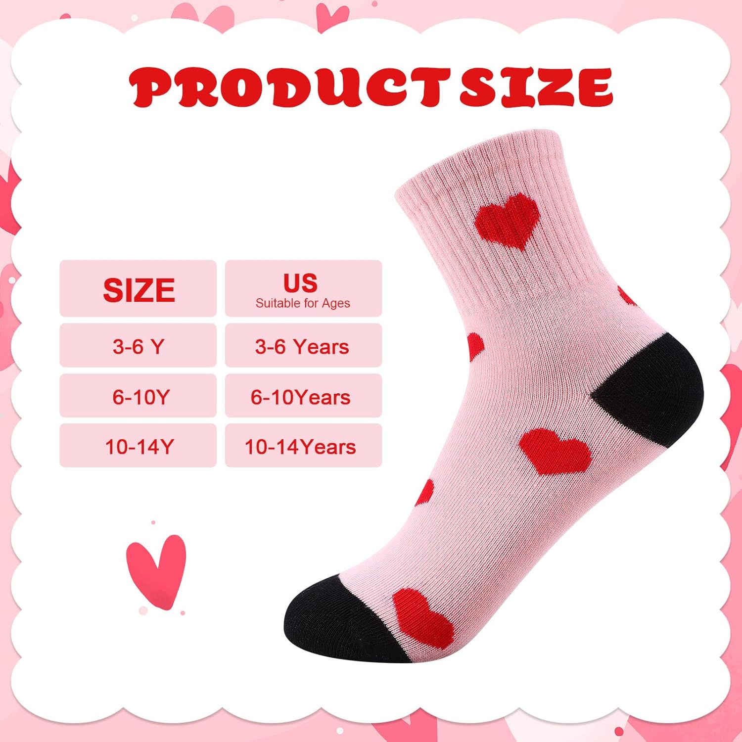 Jspupifip Kids Girls Crew Athletic Socks with Retro Stripes Hearts Cartoon Patterns for Running Sport Outdoor - Image 2
