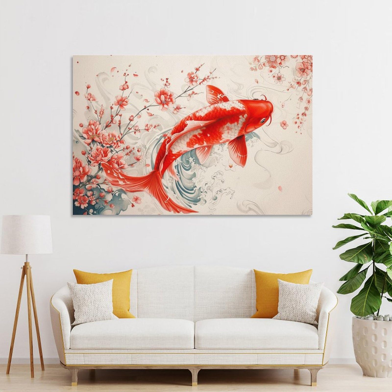 Amazon.co.jp: 絵画 赤い鯉 アートパネル ポスター 動物イラストアート