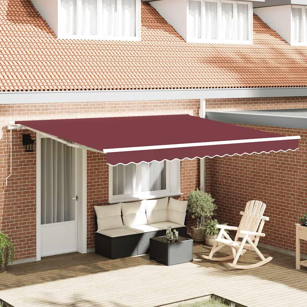 Auvent manuel rétractable bordeaux 400x300 cm pour extérieur et terrasse