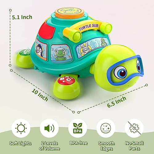 Miniatura 6 de Juguetes para bebés de 6 a 12 meses, tortuga musical para gatear, juguetes de 7, 8, 9, 10 meses, juguete iluminado para el abdomen, tortuga