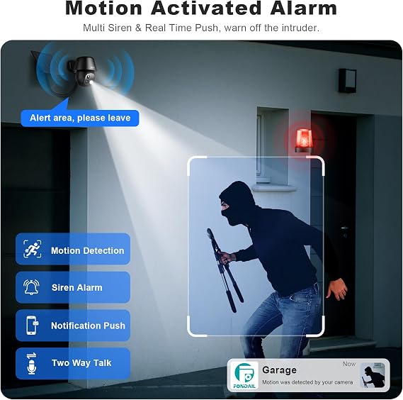 Solar Security Cameras Wireless Outdoor, 2K Pan/Tilt 360 View Solar/Battery Powered WiFi Cameras for Home Security with AI Motion Detection, Spotlight, 2-Way Audio, Siren, IP65, SD/Cloud Storage
