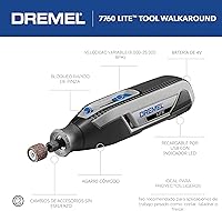 Vista 2 de Dremel Lite 7760 N/10 - Herramienta rotatoria inalámbrica de iones de litio de 4V, kit multipropósito de velocidad variable, carga USB, cambios