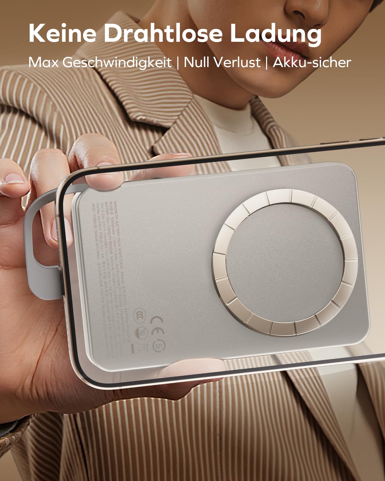 MOMAX 5000mAh Powerbank PD 20W Schnelladegerät- 0,8cm Ultraflache Powerbank mit integriertem Kabel für iPhone 15~17 Serie (Nicht drahtlos Aufladen)