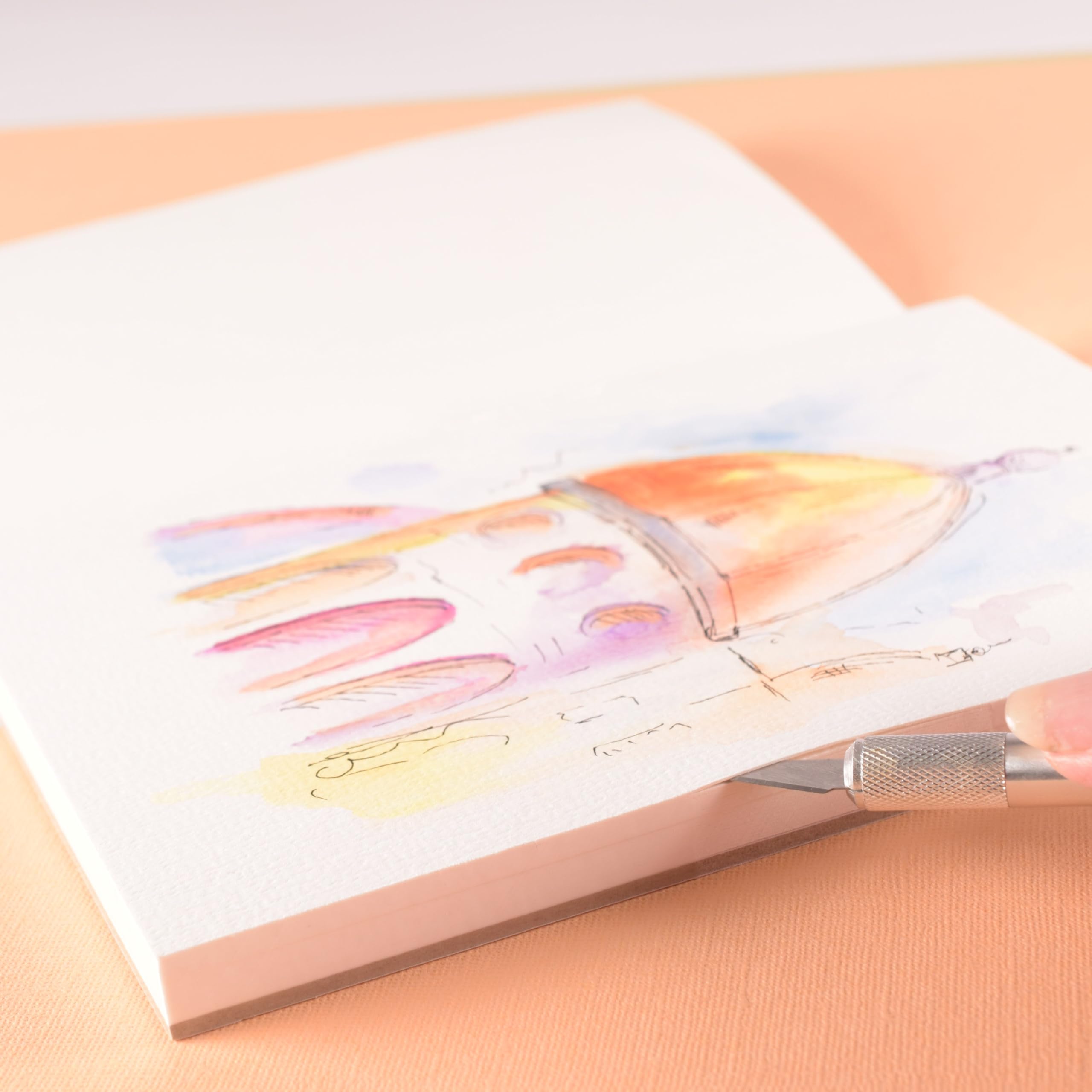 Vaessen Creative Florence papier akwarelowy A4, off-biały, 300 GSM, teksturowana powierzchnia, jakość artystyczna, 100 arkuszy do malowania, pisania ręcznego i projektów artystycznych