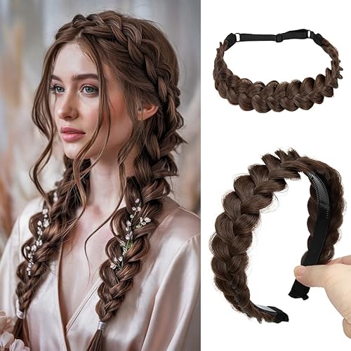 CJL HAIR 2PCs Braided Headbands Hair Piece for Women Synthetic