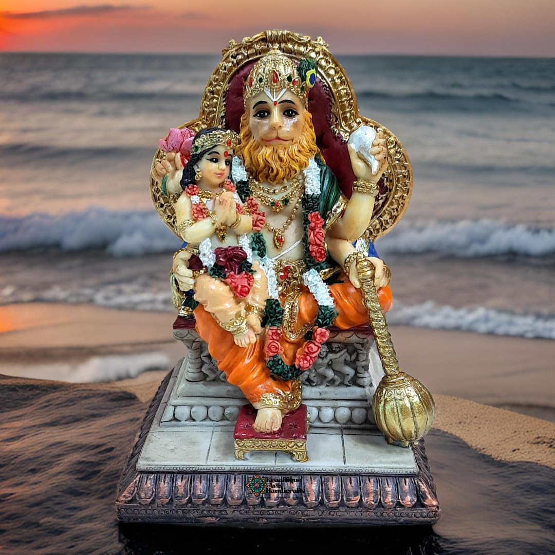 Hikyskin KRAAFTIQUE Shri Ram Darbar Idolo di Dio, spettacolo spirituale Ram Darbar Pratima statua in marmo per la casa, Tempio Puja Ghar Vastu Artigianato Regalo per la famiglia (20,3 cm)