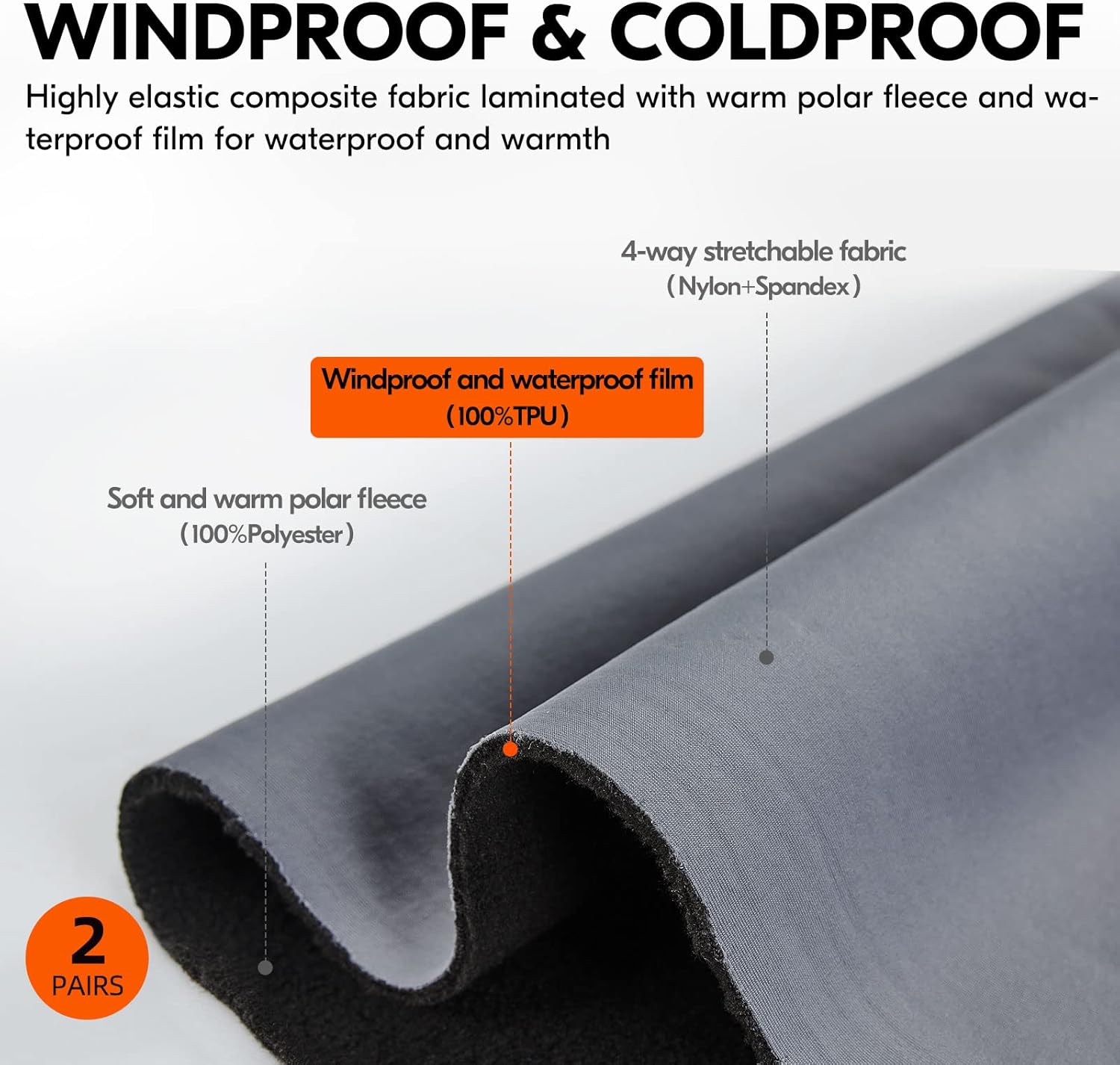 Vgo... Winter Work Gloves for Men, Cold Weather Waterproof Safety Work Gloves,Freezer Gloves,Cow Leather,Touchscreen(2 Pairs,M,Gray,CA7724FW) - Image 2