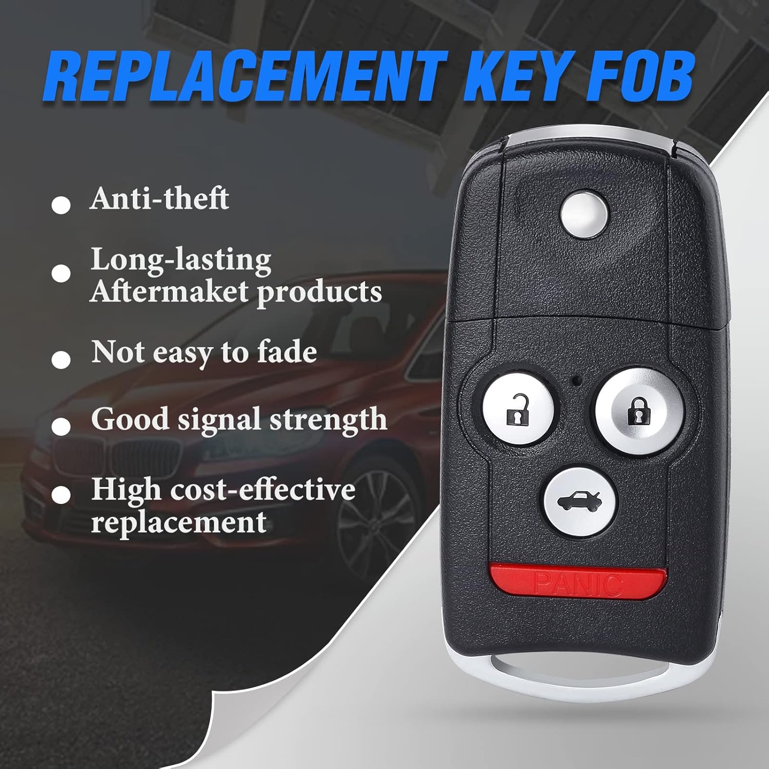 Keymall keyless Entry Replacement Flip Key Fob for Acura TL 2007 2008 (FCC ID:OUCG8D-439H-A 850G-G8D439HA) ID46 Chip 4B