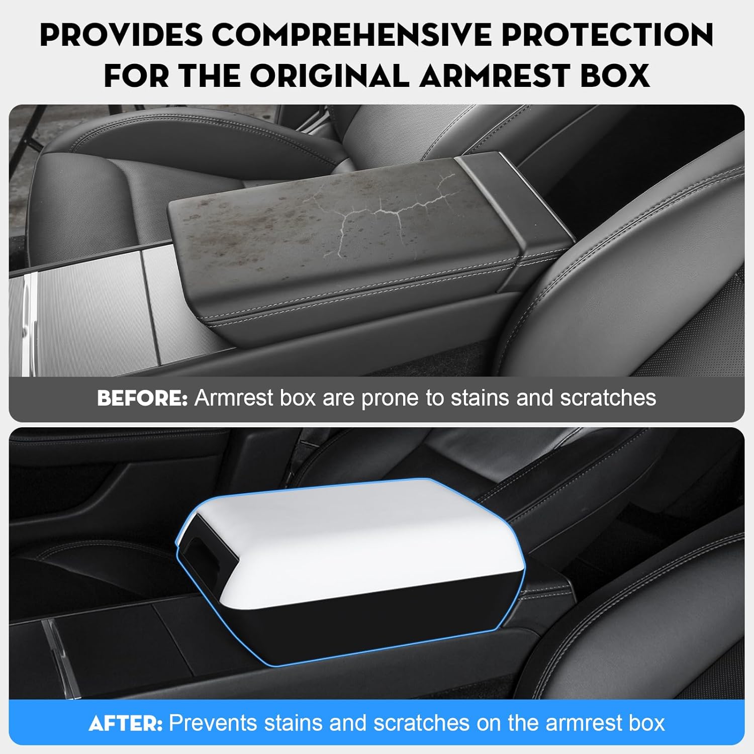 Armrest Box Cover for Tesla Model Y Juniper 2026 [Elevated] Soft Leather Center Console Armrest Cover Cushion for 2025-2026 New Model Y & 2024-2026 Model 3 (Standard, Premium & Performance)