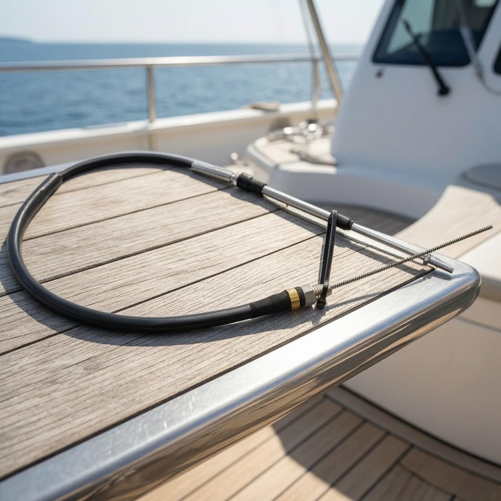 Einzelnes Marine Motor Steuerkabel für Generische Zweitakt Außenbordmotoren mit Robustem Metallkern Und Flexibler Spiralfeder zur