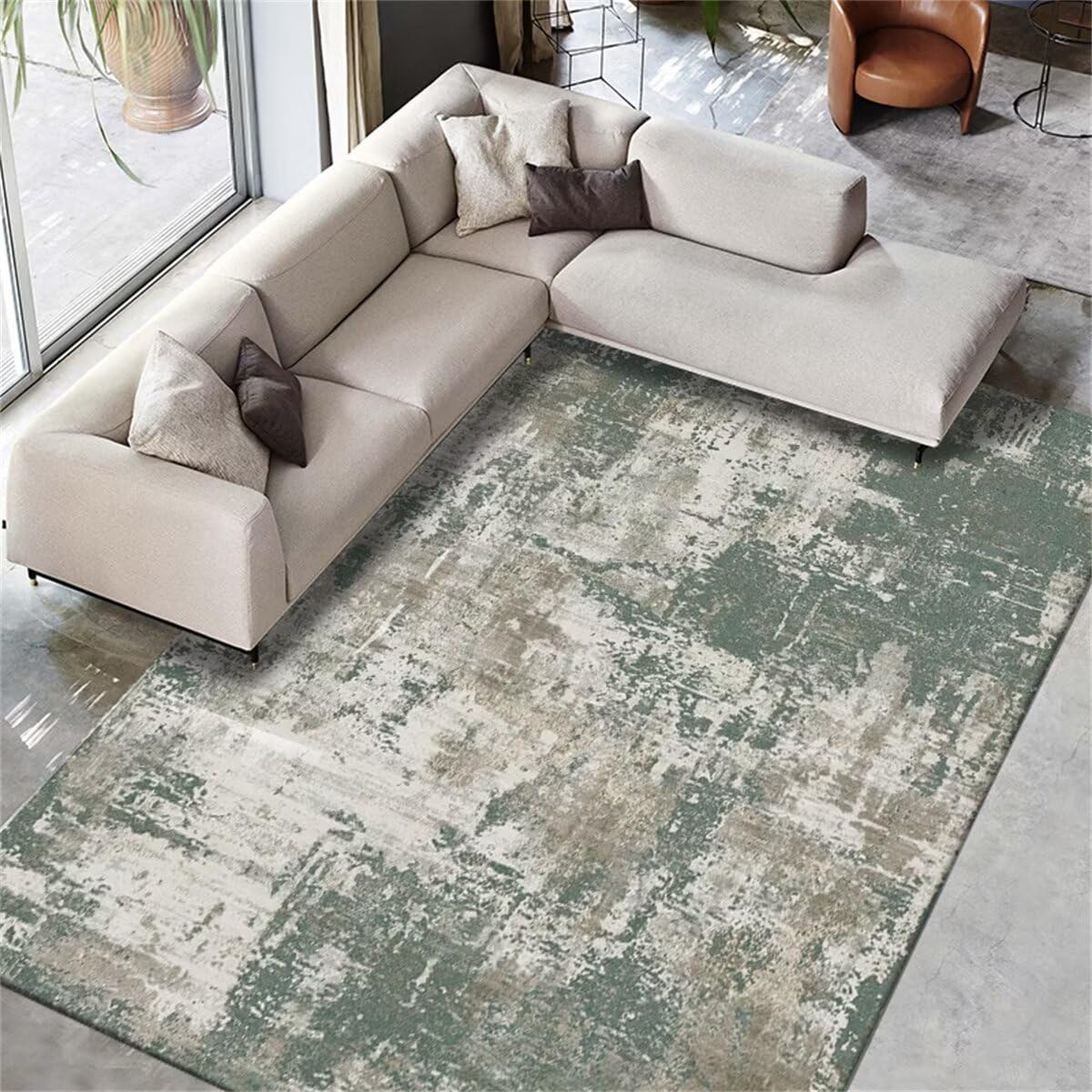 Tapis salon moderne gris vert 200X260CM grand paillason chambre salle à manger