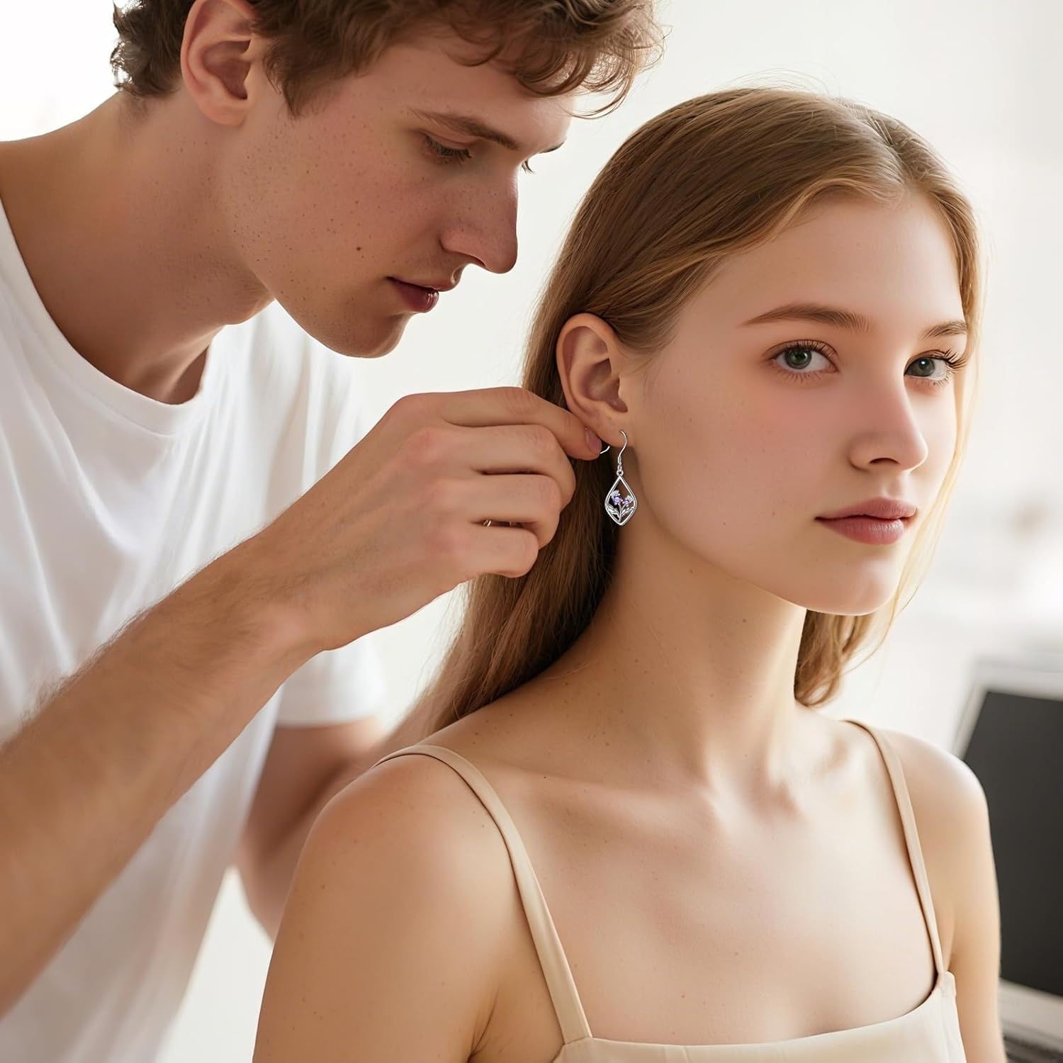 Scottish Thistle Earrings Sterling Silver Scotland Thistle Dangle Earrings Scottish Purple Jewelry Gifts for Women